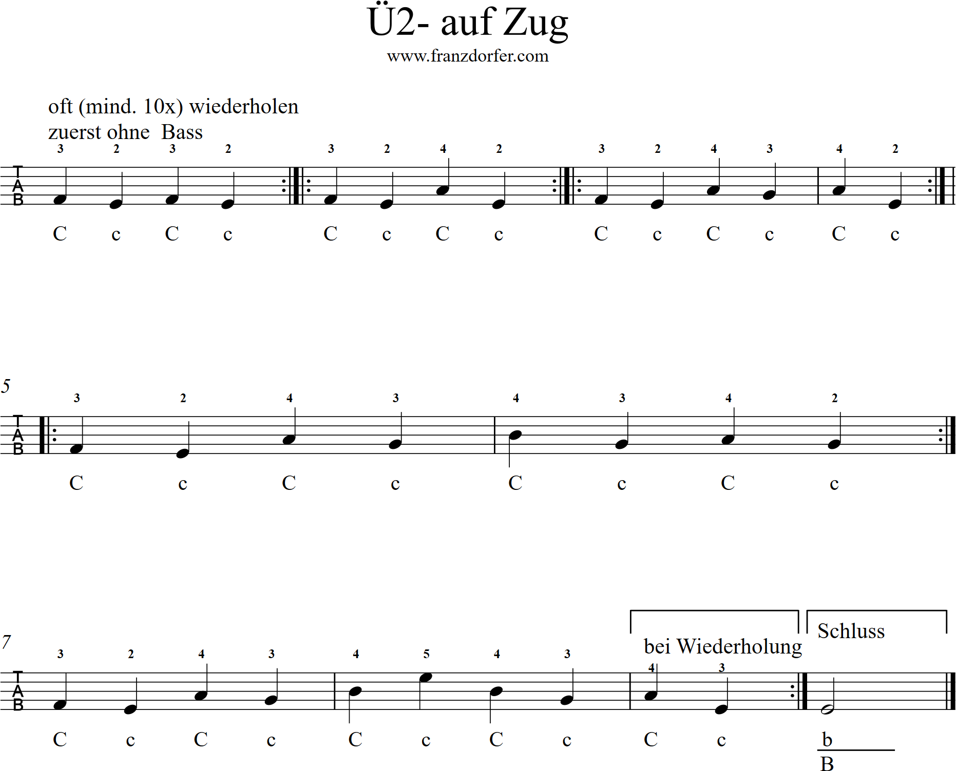 steirische lernen übung auf zug- Tonleiter